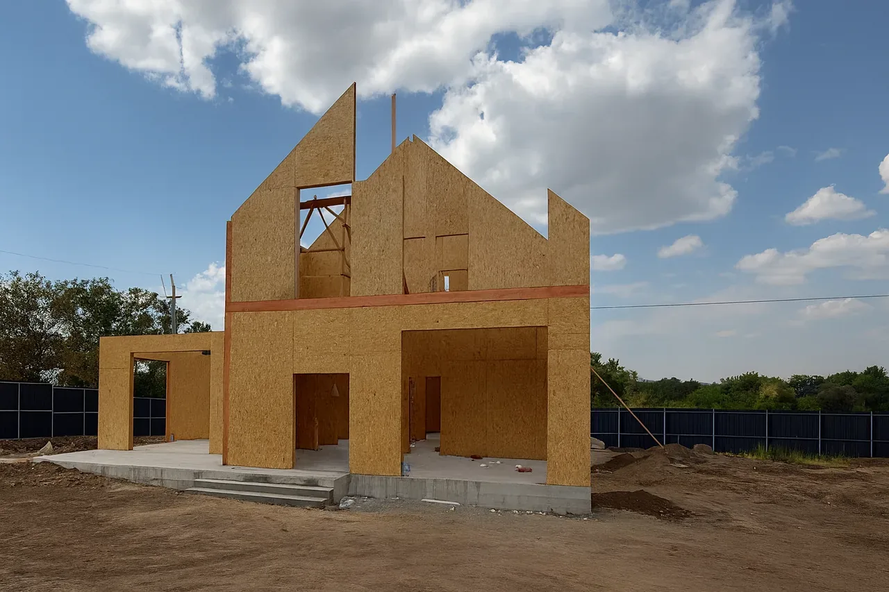 Дом «Игорь» 200 м², Талгар: собранная коробка из СИП-панелей перед приёмкой
