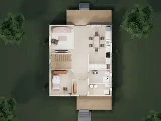 3D-разрез · 1 этаж · вид сверху