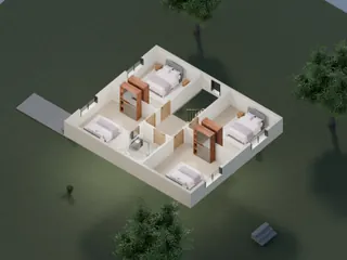 3D-разрез · мансарда · с обратной стороны