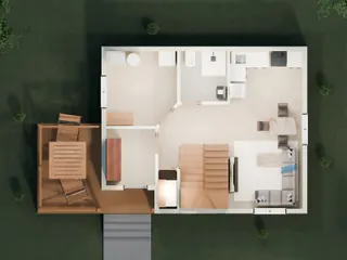 3D-разрез · 1 этаж · вид сверху
