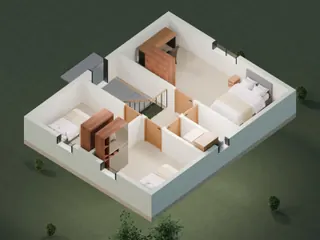 3D-разрез · 2 этаж · с обратной стороны