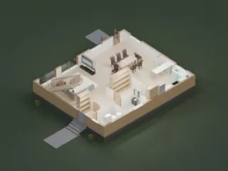 3D-разрез · 1 этаж · со стороны входа