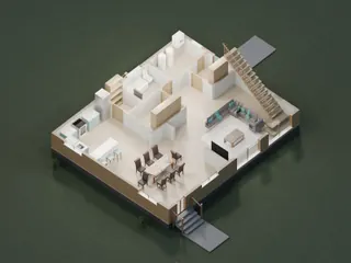 3D-разрез · 1 этаж · с обратной стороны