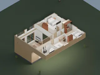 3D-разрез · 2 этаж · со стороны входа