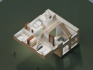 3D-разрез · 2 этаж · с обратной стороны