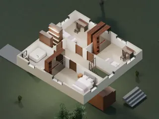 3D-разрез · 2 этаж · с обратной стороны