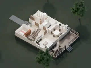 3D-разрез · 1 этаж · с обратной стороны