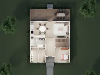 3D-разрез · 1 этаж · вид сверху