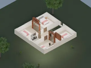 3D-разрез · 2 этаж · со стороны входа