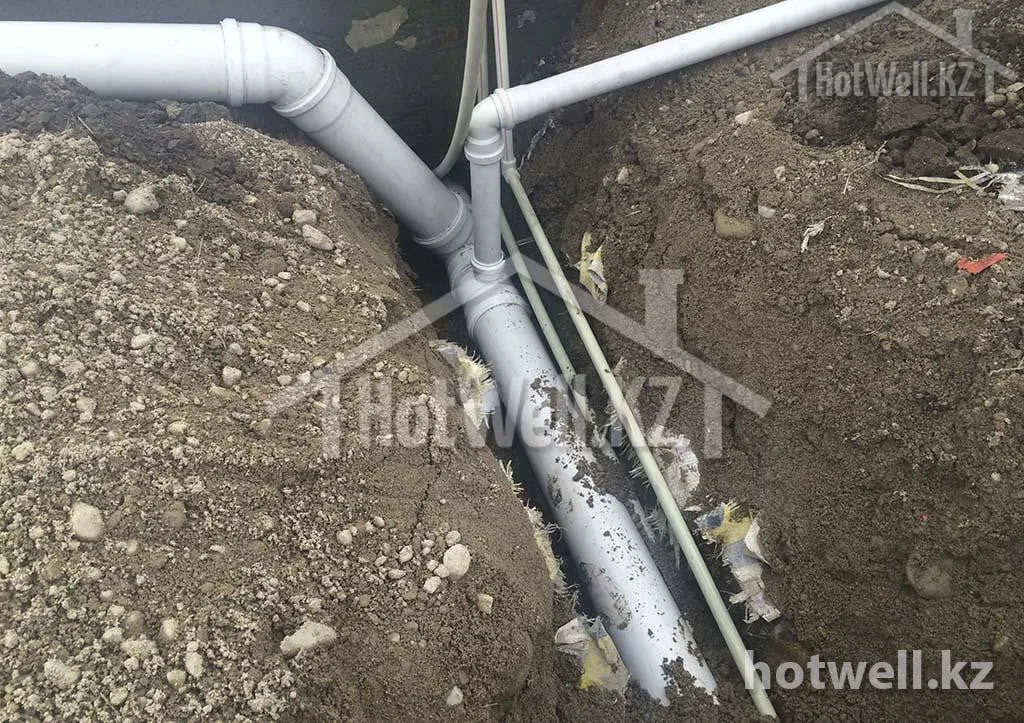 Разводка канализационных и водопроводных труб под полом дома «К-148Б»